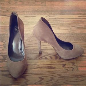 BCBG Tan Suede Heels